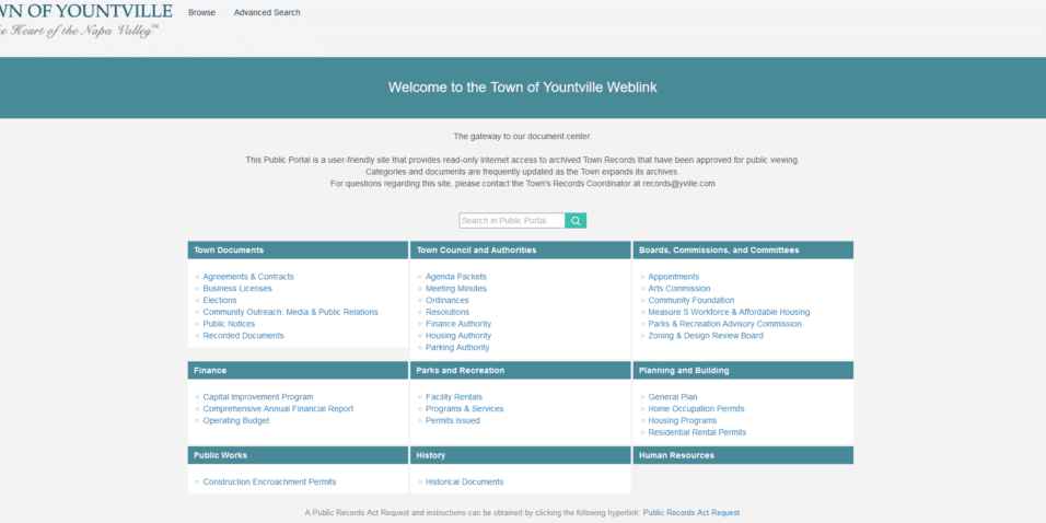 Town of Yountville Weblink